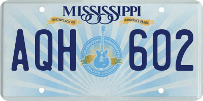 MS license plate AQH602