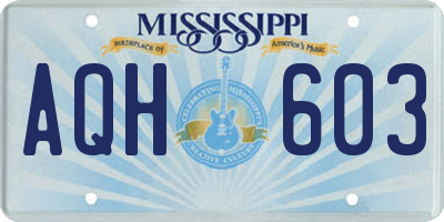 MS license plate AQH603