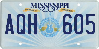 MS license plate AQH605