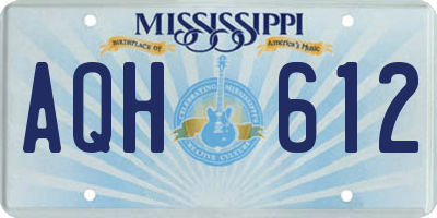 MS license plate AQH612