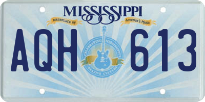 MS license plate AQH613