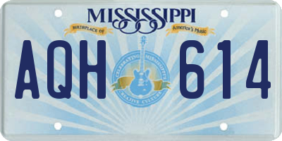 MS license plate AQH614