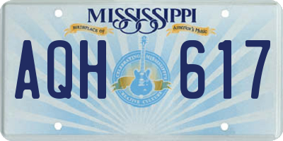 MS license plate AQH617