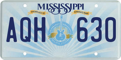 MS license plate AQH630