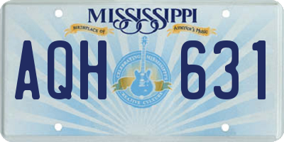 MS license plate AQH631