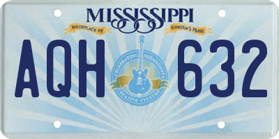 MS license plate AQH632