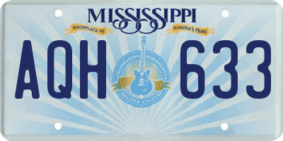 MS license plate AQH633