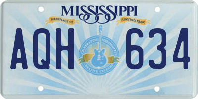MS license plate AQH634