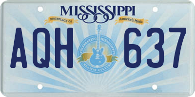MS license plate AQH637