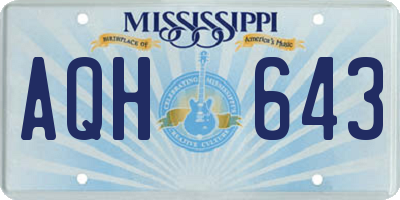 MS license plate AQH643