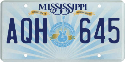MS license plate AQH645
