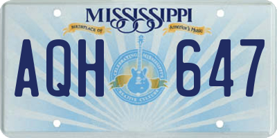 MS license plate AQH647