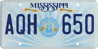 MS license plate AQH650