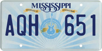 MS license plate AQH651