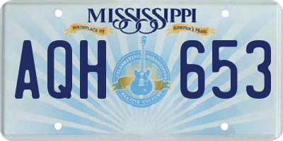 MS license plate AQH653