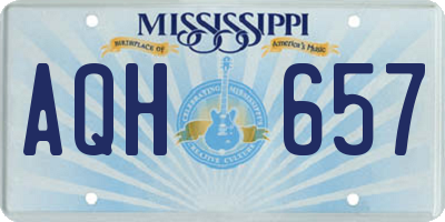 MS license plate AQH657