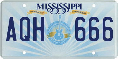 MS license plate AQH666