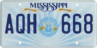 MS license plate AQH668