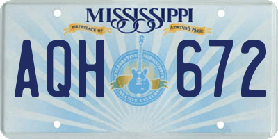 MS license plate AQH672