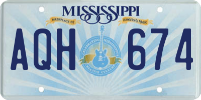 MS license plate AQH674