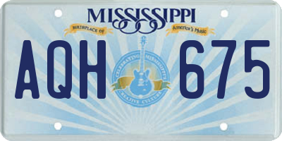 MS license plate AQH675