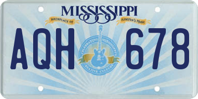 MS license plate AQH678