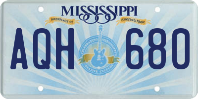 MS license plate AQH680