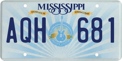 MS license plate AQH681