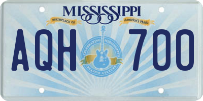 MS license plate AQH700