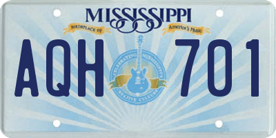 MS license plate AQH701