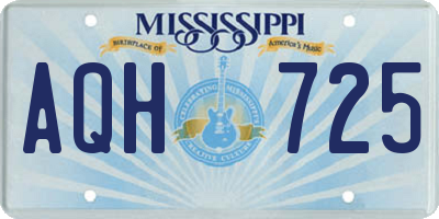 MS license plate AQH725