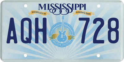 MS license plate AQH728