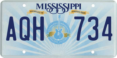 MS license plate AQH734