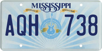 MS license plate AQH738