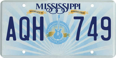MS license plate AQH749