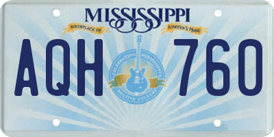 MS license plate AQH760