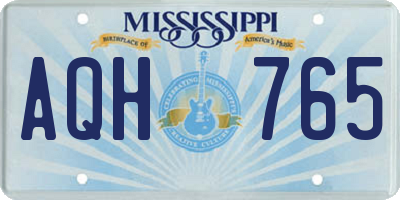 MS license plate AQH765