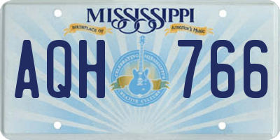 MS license plate AQH766