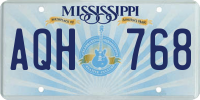 MS license plate AQH768