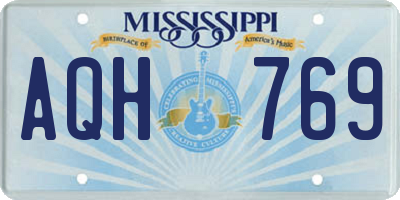 MS license plate AQH769