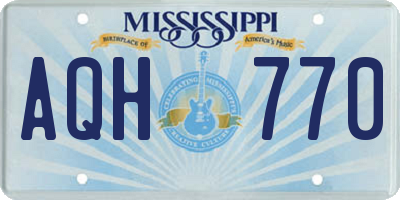 MS license plate AQH770