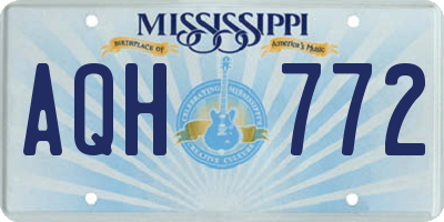 MS license plate AQH772