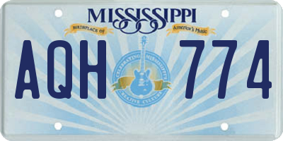 MS license plate AQH774