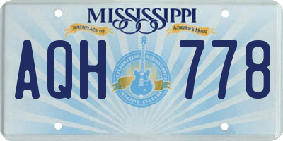 MS license plate AQH778
