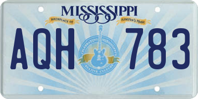 MS license plate AQH783