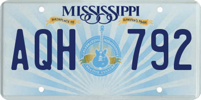 MS license plate AQH792