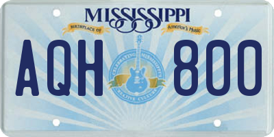 MS license plate AQH800