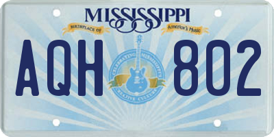 MS license plate AQH802