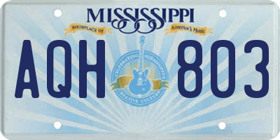 MS license plate AQH803