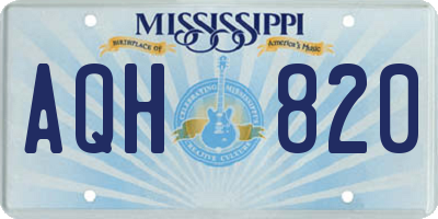 MS license plate AQH820